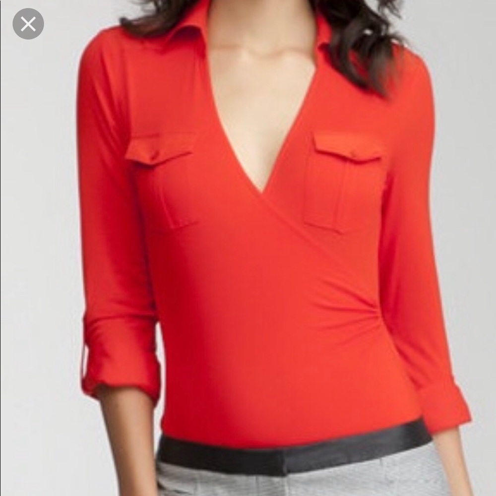 Bebe Safari Red Collared Shirt Bodysuit